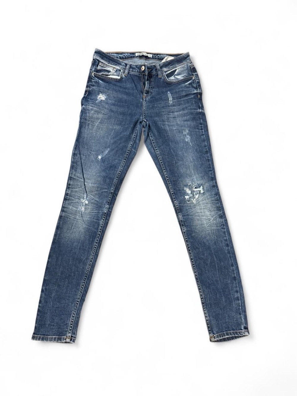 Zara Women's Distressed Skinny Jeans - Blue